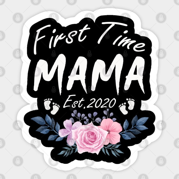 First Time Mama T Shirt Floral Est 2020 Mothers Day Gift Sticker by Bao1991